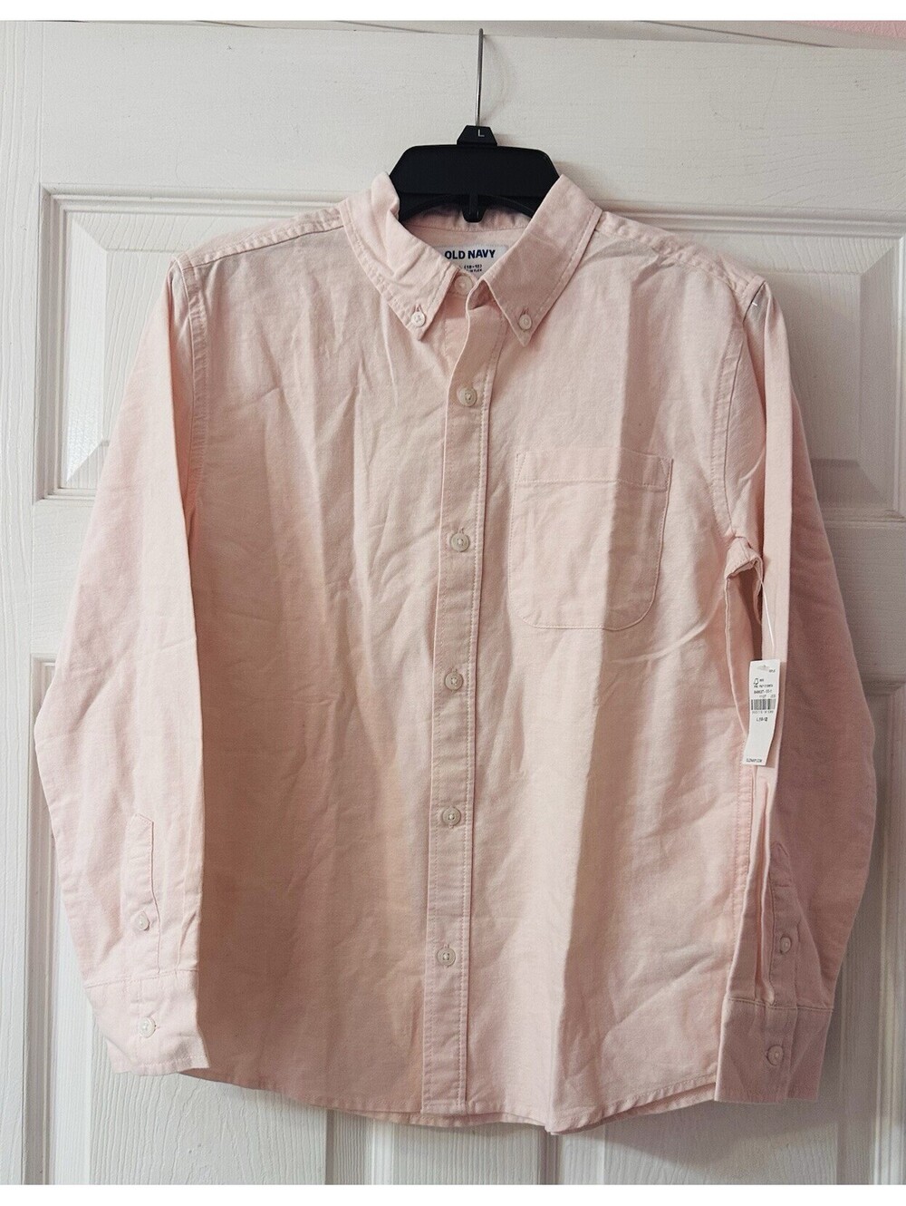 Old Navy Boys Oxford Button Down Shirt Pink Long Sleeve Size L 10-12 NWT